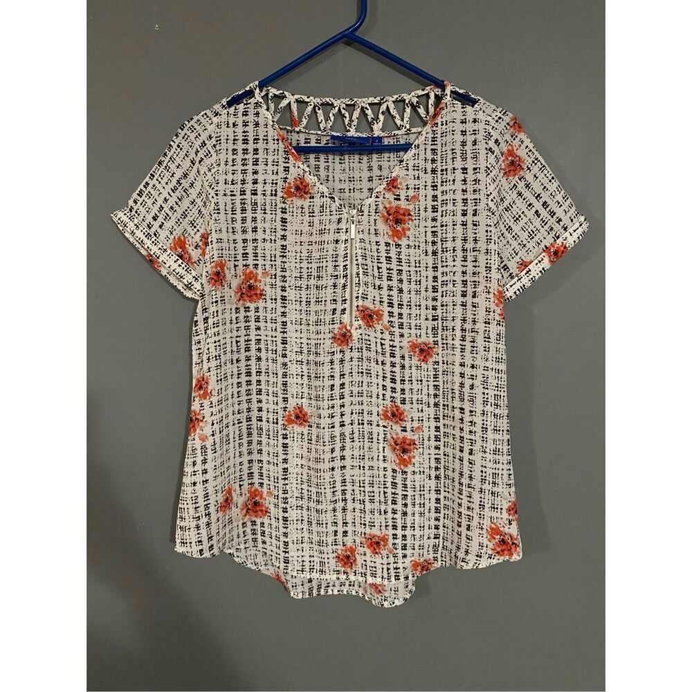 Apt 9 Short Sleeve Black And Pink Top Size Small